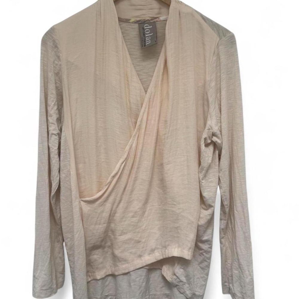 Anthropologie Dolan Cream Crossroads Draped Wrap Top Long Sleeve Large
